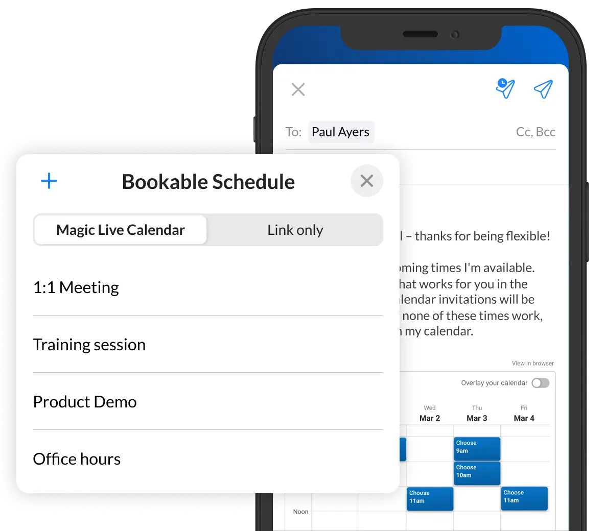 Schedule meetings on the go too!